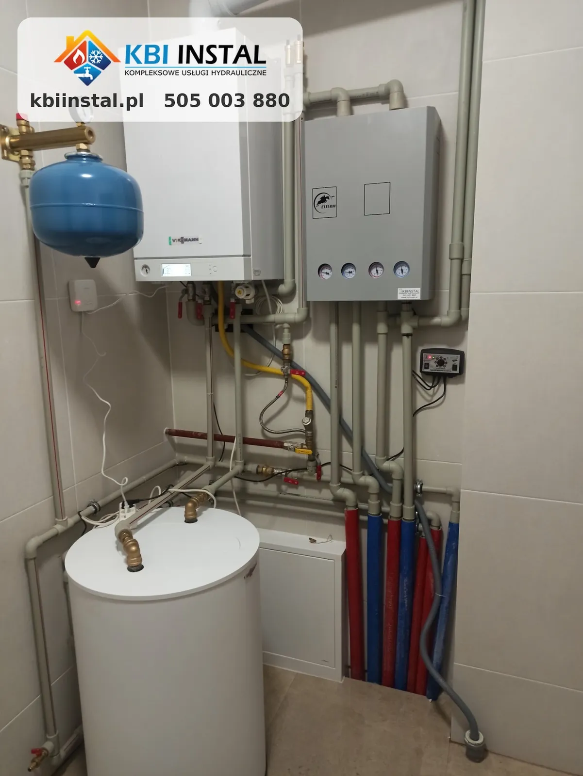 Kocioł gazowy Viessmann z zasobnikiem, rozdzielaczem obiegów i instalacją gazową - montaż kotła gazowego
